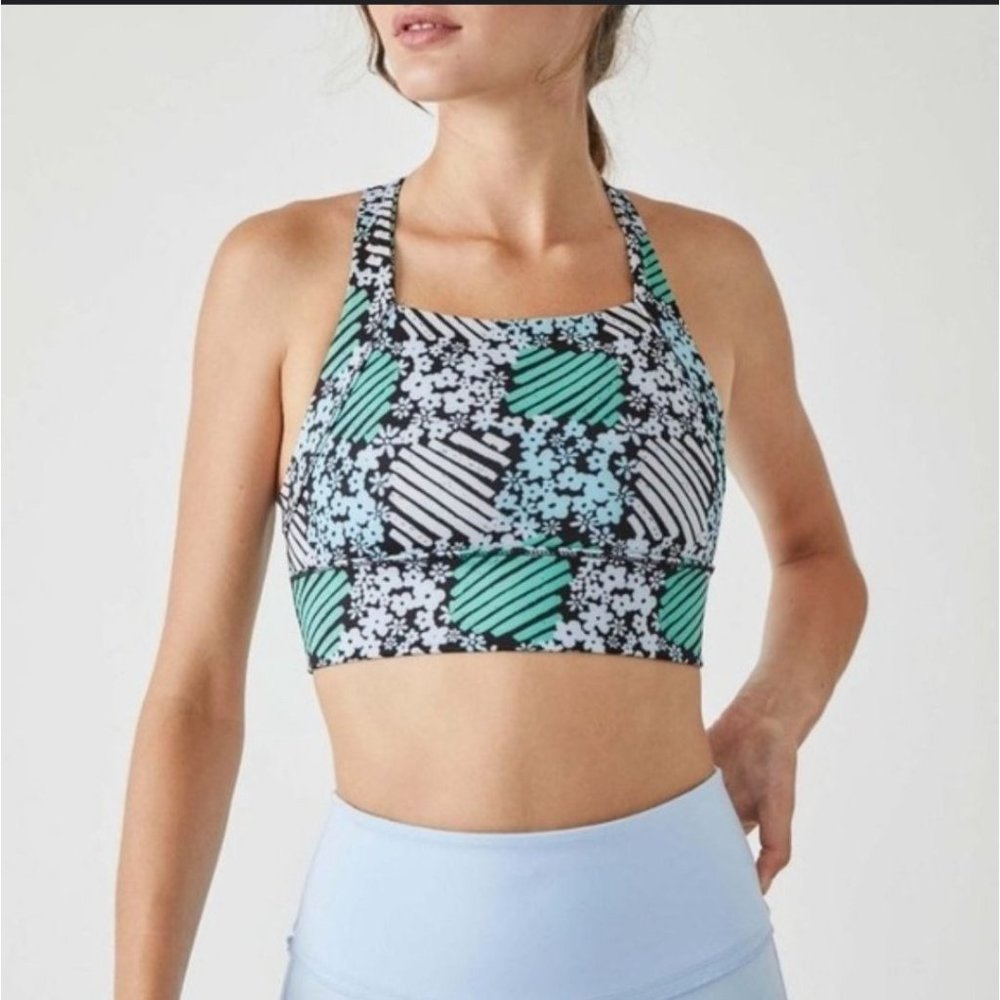 Fp Movement in Your Corner Floral Racerback Sports Bra in Daisy Check XS X Small